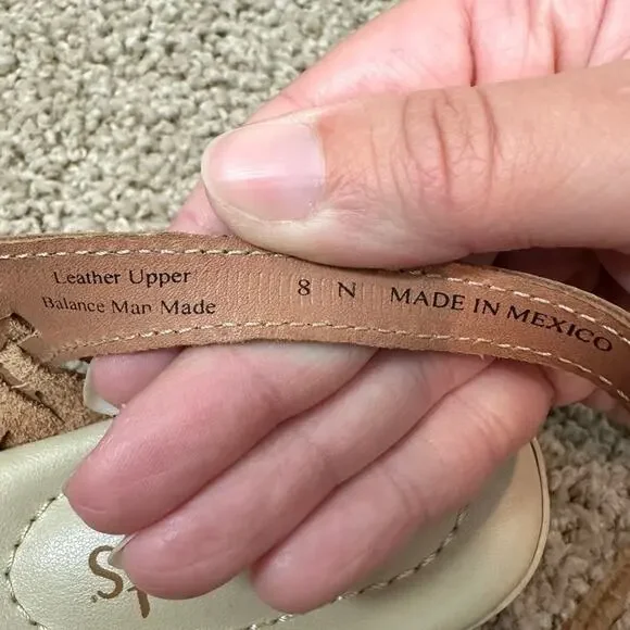 SOFTSPOTS | Leather Slingback Sandals Tan Woven Comfort Flats | Women’s 8N - Picture 7 of 8